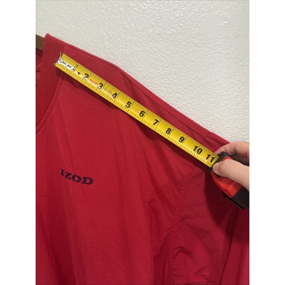 Izod‎ Red top Pull Over V-neck rain jacket Golf Hike Windbreaker - Picture 6 of 12